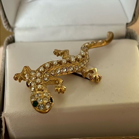 Vintage Social Gallery Lizard Brooch Pin - Picture 2 of 3